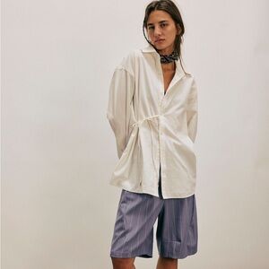 Free People Button Up Tie Top